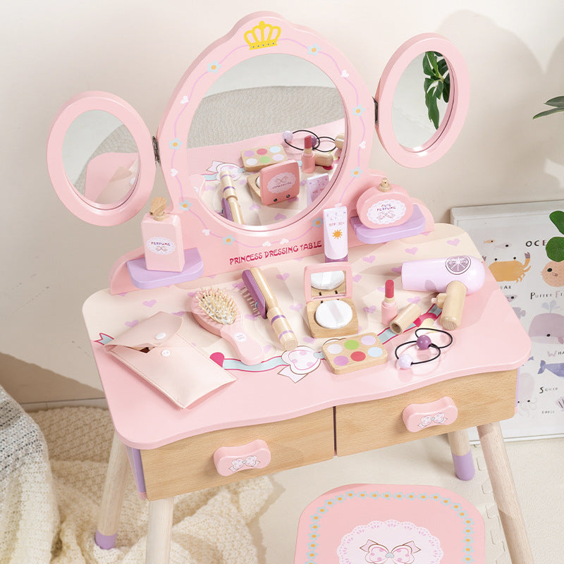 Cross-Border New Product Children's Dressing Table Toy Girl's Makeup Table Simulation Little Princess Pretend Play Jewelry…