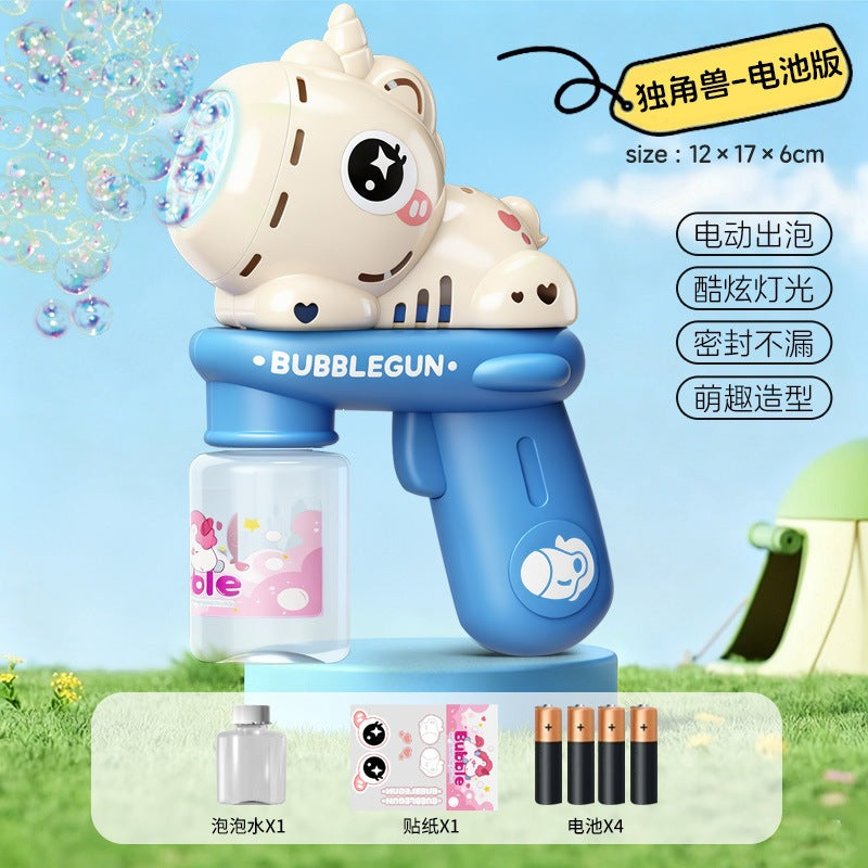 Upgraded Electric Cartoon Bubble Gun with One-Touch Bubble Release and Lights, Safe for Babies, Leak-Proof Outdoor Bubble…