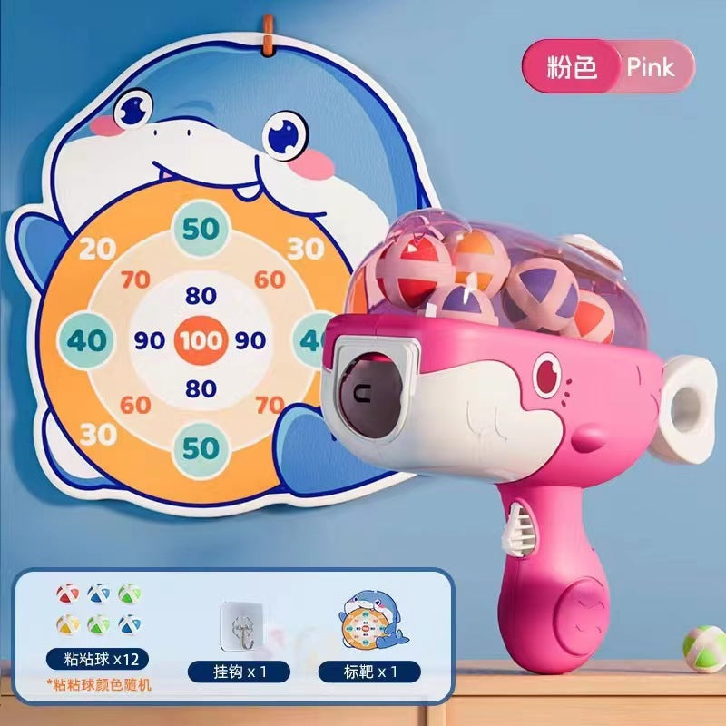 Douyin popular whale ball gun sticky ball target ball toy children's personal interactive shooting boy toy - (Bagged) pink…