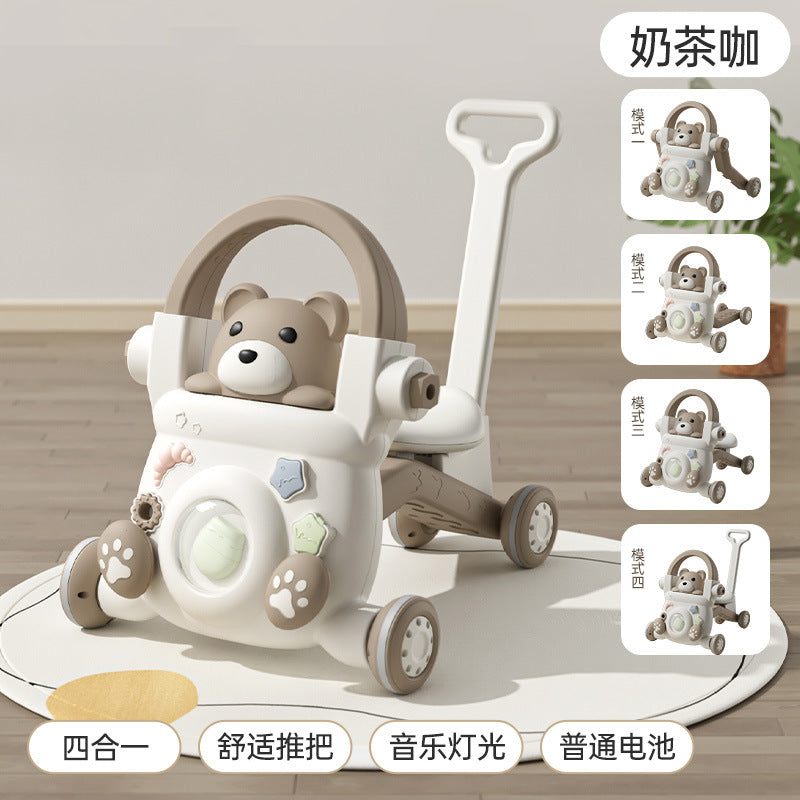 Baby Walker Anti-O-Leg Infant Multi-Functional Music Light Walking Stroller Child Toy Cartoon Walker - Milk tea coffee…