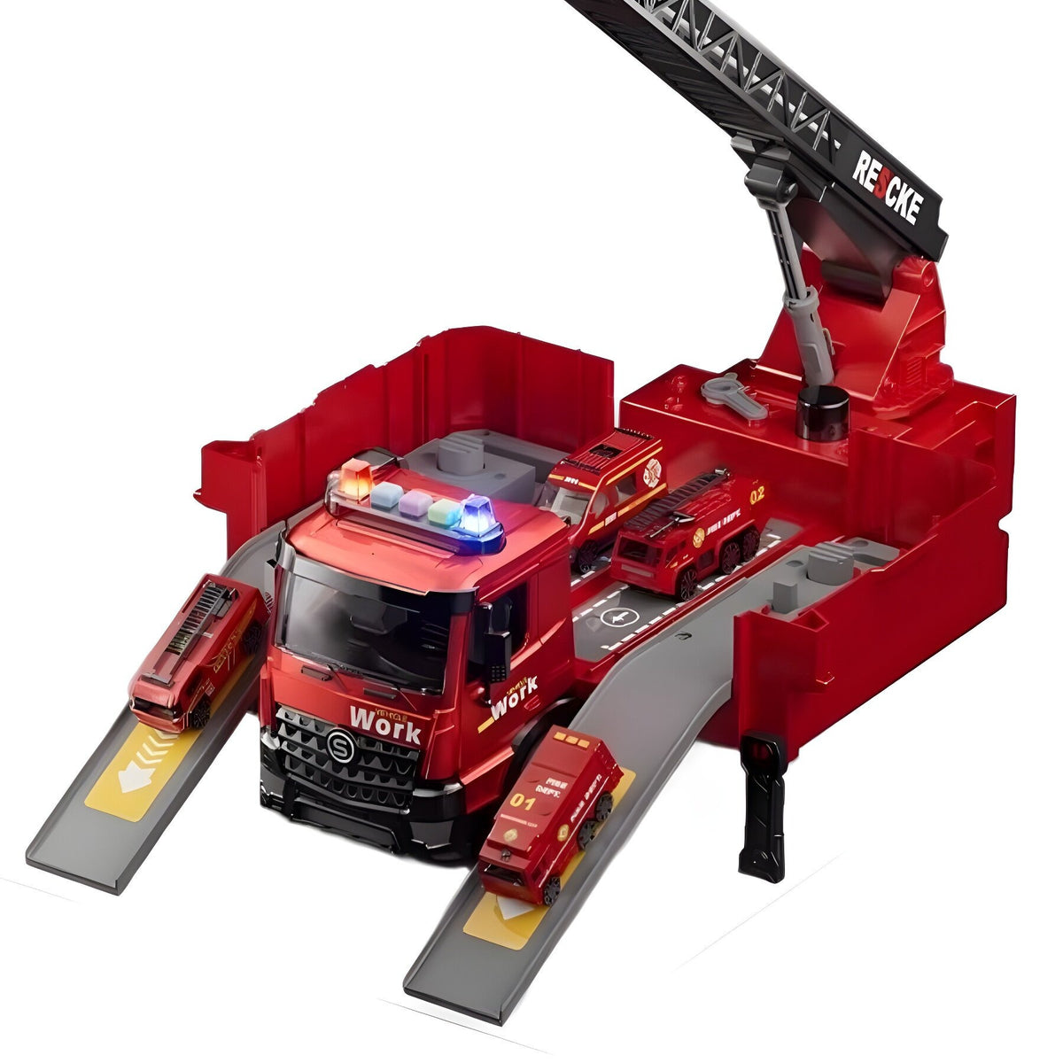 Hot-Selling Large Fire Truck Toy for Boys, Ladder Truck, Transforming Water Spray Children's Set, Car Toy for 2-3 Years…