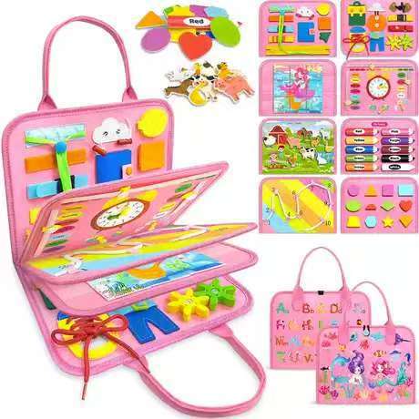 New Hot Cross-border Baby Early Education Schoolbag Felt Busy Board Educational Toys Children Felt Learning Board…