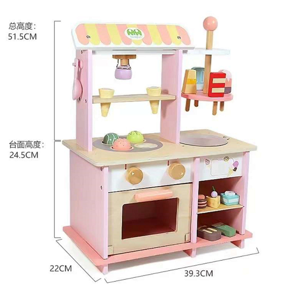 Danish Children's Pretend Play Kitchen Cooking Toy Set with Realistic Sound and Light, Refrigerator, and Wooden Stove…
