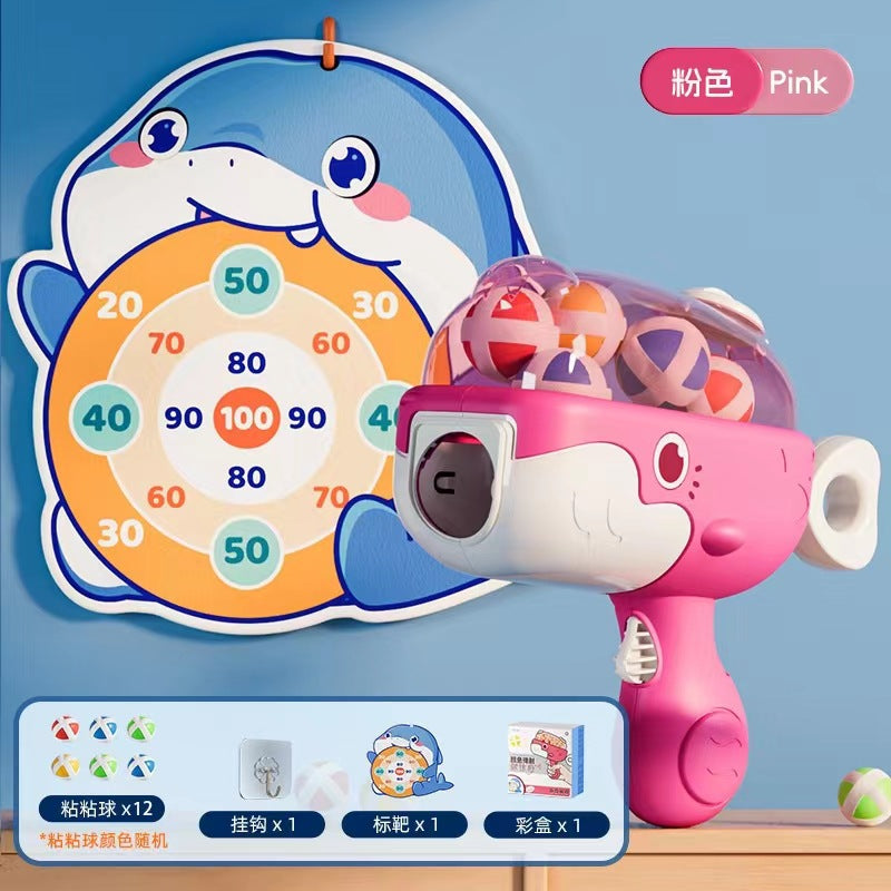 Douyin popular whale ball gun sticky ball target ball toy children's personal interactive shooting boy toy - (Color box)…