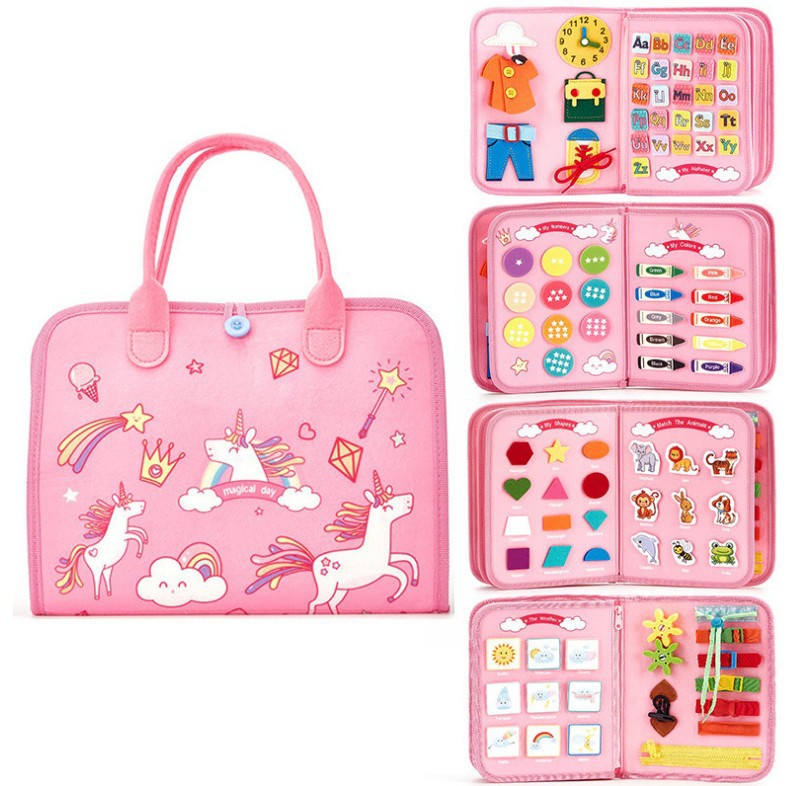 New Hot Cross-border Baby Early Education Schoolbag Felt Busy Board Educational Toys Children Felt Learning Board - image 4