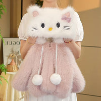 Girls' Fur Outwear 2025 New Kt Cat Fashionable Kidsren's Clothing Autumn and Winter Thickeneded Cute Fur Sweater Fleece-Lined Top