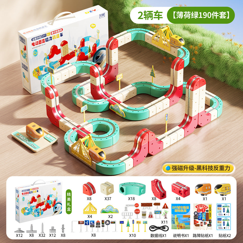 Children's Educational Electric Magnetic High-Speed Train Magic Track Cube DIY Magnetic Assembly Toy for Boys and Girls…