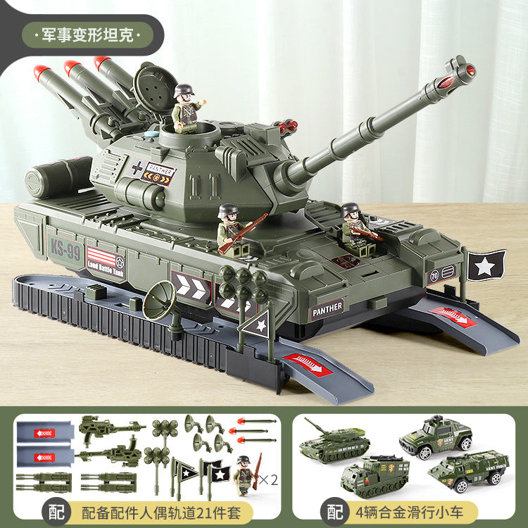 Cross-border new storage military tank model children Boy with sound and light story multi-function toy car hot sale - The…