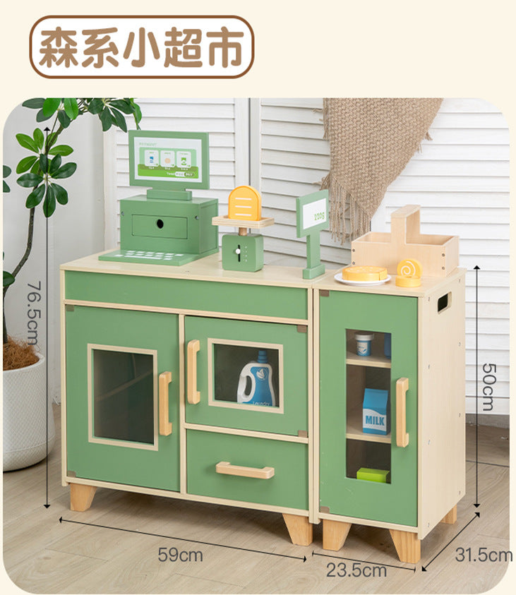 Danish Children's Pretend Play Kitchen Cooking Toy Set with Realistic Sound and Light, Refrigerator, and Wooden Stove…