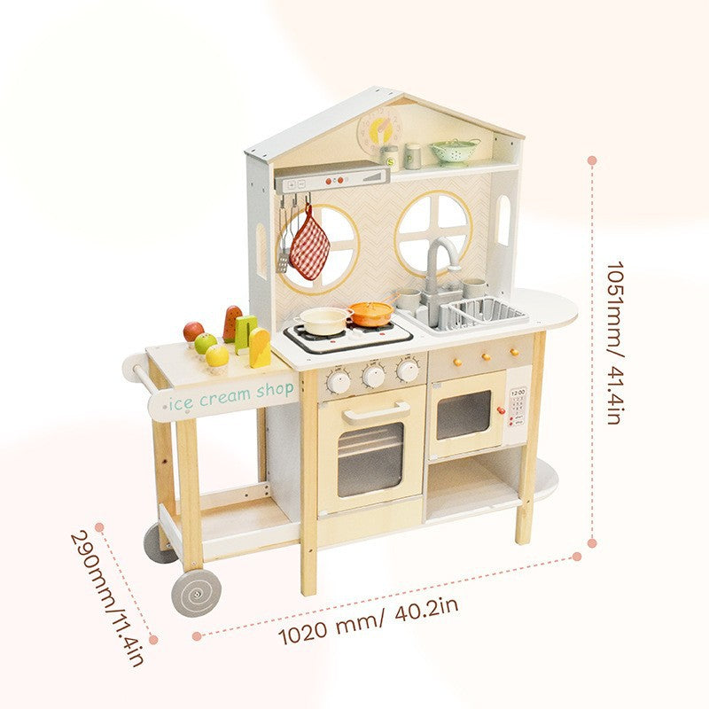 Danish Children's Pretend Play Kitchen Cooking Toy Set with Realistic Sound and Light, Refrigerator, and Wooden Stove…
