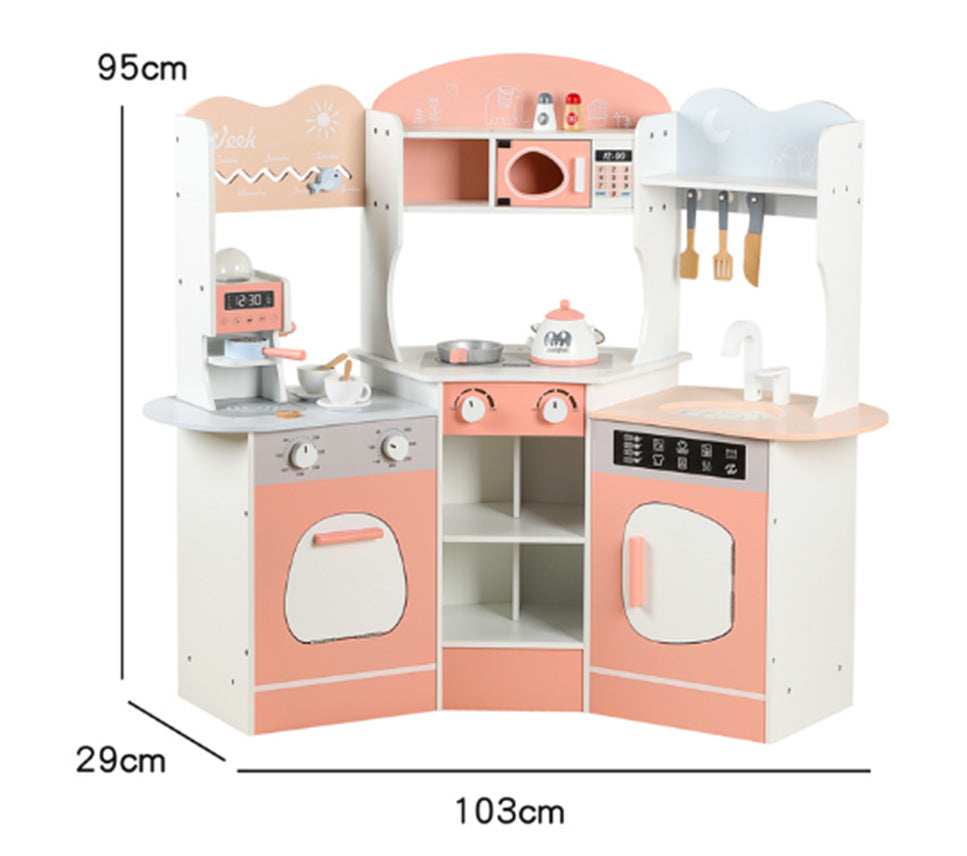 Danish Children's Pretend Play Kitchen Cooking Toy Set with Realistic Sound and Light, Refrigerator, and Wooden Stove…