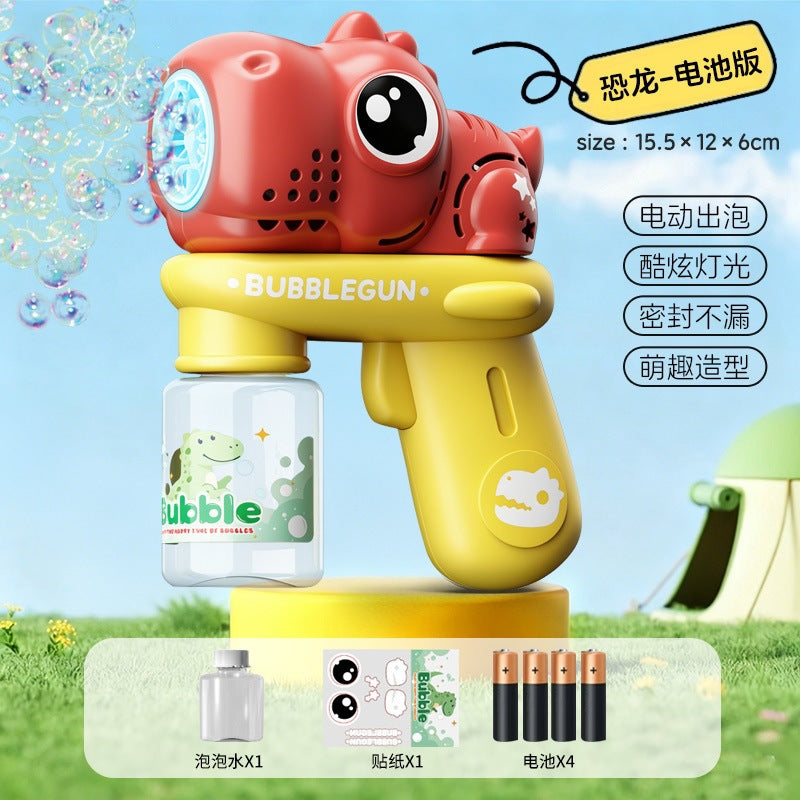 Upgraded Electric Cartoon Bubble Gun with One-Touch Bubble Release and Lights, Safe for Babies, Leak-Proof Outdoor Bubble…