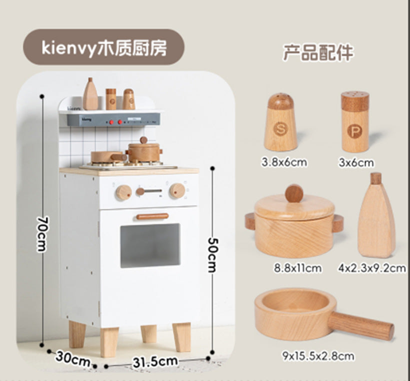 Danish Children's Pretend Play Kitchen Cooking Toy Set with Realistic Sound and Light, Refrigerator, and Wooden Stove…