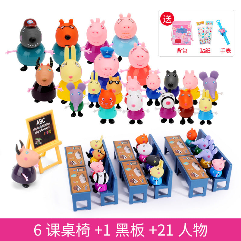 Peppa Pig Toy Play House Double-Sided House Educational Doll for Girls Boys Children's Day Gift - 21 piggy characters + 3…