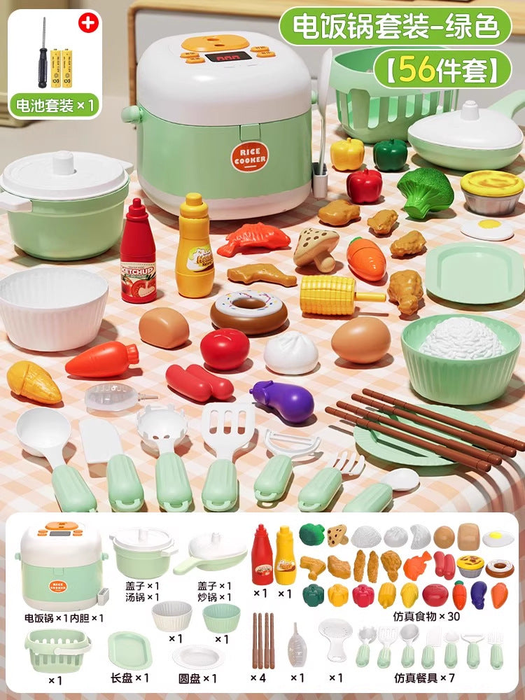 Children's Kitchen Cooking Toys Full Set of Simulated Fun Spray Multi-Functional Stove Baby Play House Cooking Gift - Green…