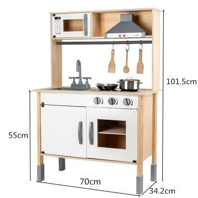 Danish Children's Pretend Play Kitchen Cooking Toy Set with Realistic Sound and Light, Refrigerator, and Wooden Stove…