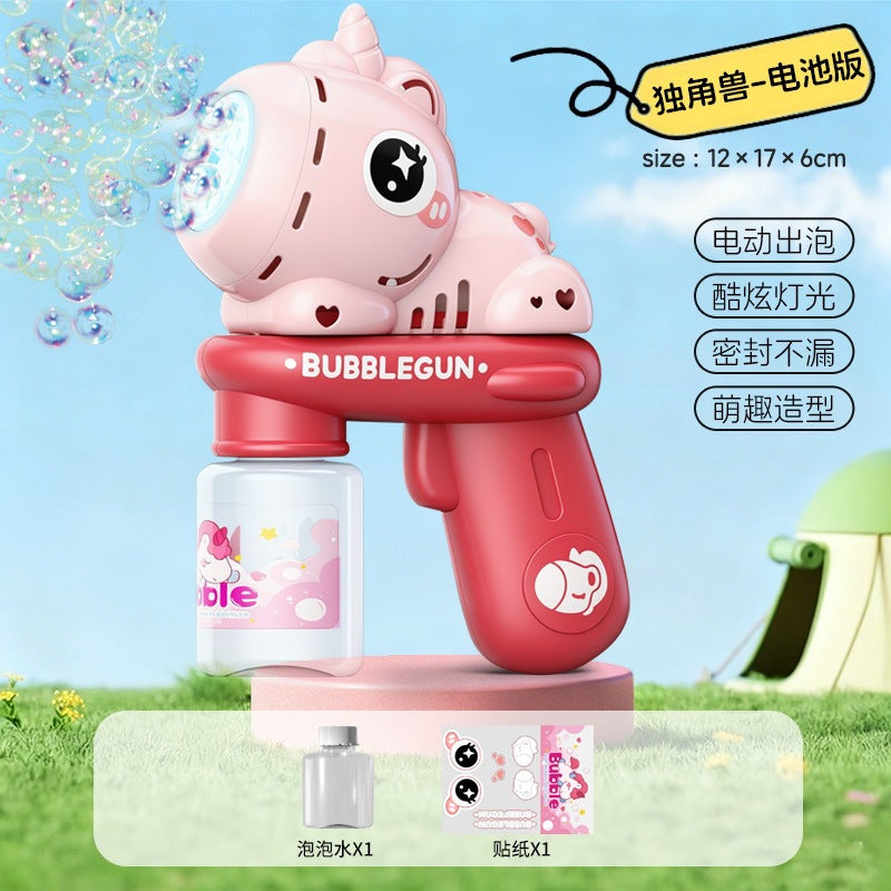 Upgraded Electric Cartoon Bubble Gun with One-Touch Bubble Release and Lights, Safe for Babies, Leak-Proof Outdoor Bubble…
