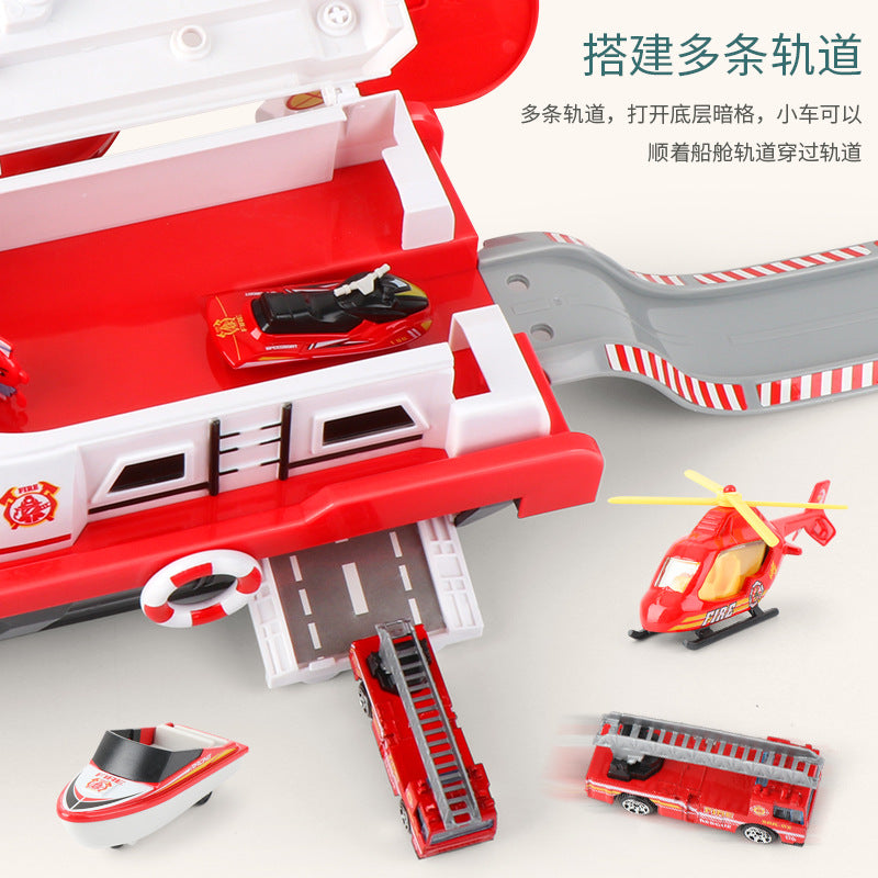 New Children's Large Inertia Storage Boat with Light Music Boys and Girls Baby Fire Police Car Toy Model - image 3