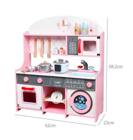 Danish Children's Pretend Play Kitchen Cooking Toy Set with Realistic Sound and Light, Refrigerator, and Wooden Stove…
