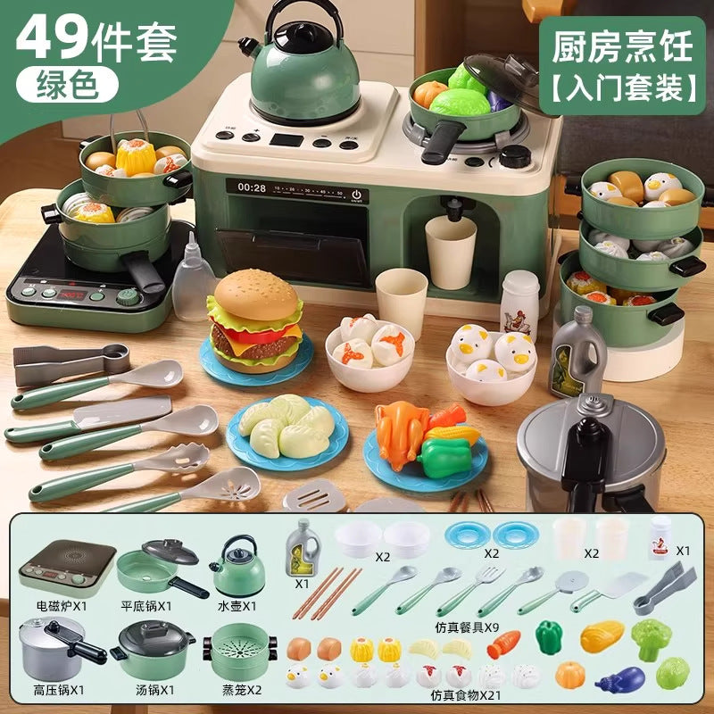 Children's Kitchen Cooking Toys Full Set of Simulated Fun Spray Multi-Functional Stove Baby Play House Cooking Gift…