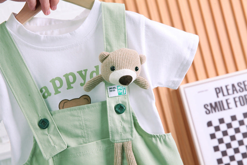 Summer Children Cotton T-shirt Suspender Suit - Boys Summer & Party Dresses - Baby's World (view 6)