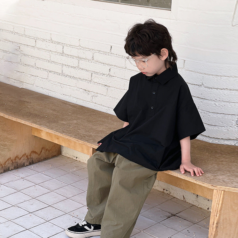 Children Summer Clothing - Children's Summer Clothing Boy's Short-sleeved White Shirt - Boys Summer & Party Dresses - Baby's