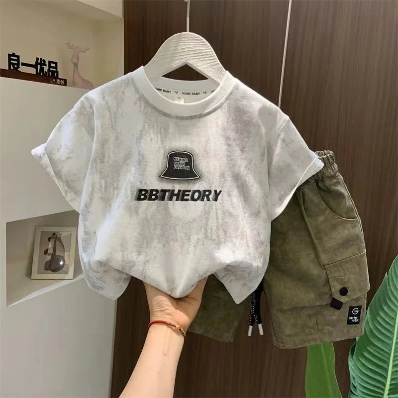 Children Boutique Summer Outfits 2025 New Boys Sleeveless Hat Letter T-Shirt And Pocket Shorts 2pcs Fashion Set Kid Sport