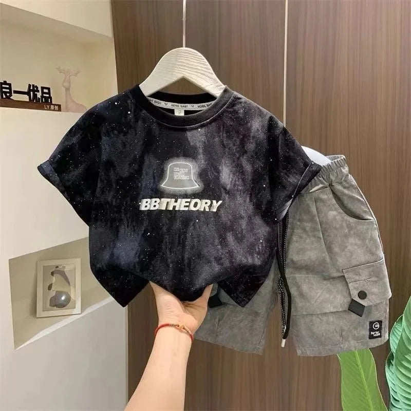Children Boutique Summer Outfits 2025 New Boys Sleeveless Hat Letter T-Shirt And Pocket Shorts 2pcs Fashion Set Kid Sport