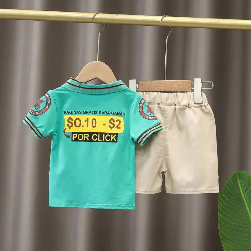 Children Clothing mother Kids Clothes Children's Sets Boys T-shirt Shorts Summer Cotton Short sleeve fashion Suit2PCS - Boys