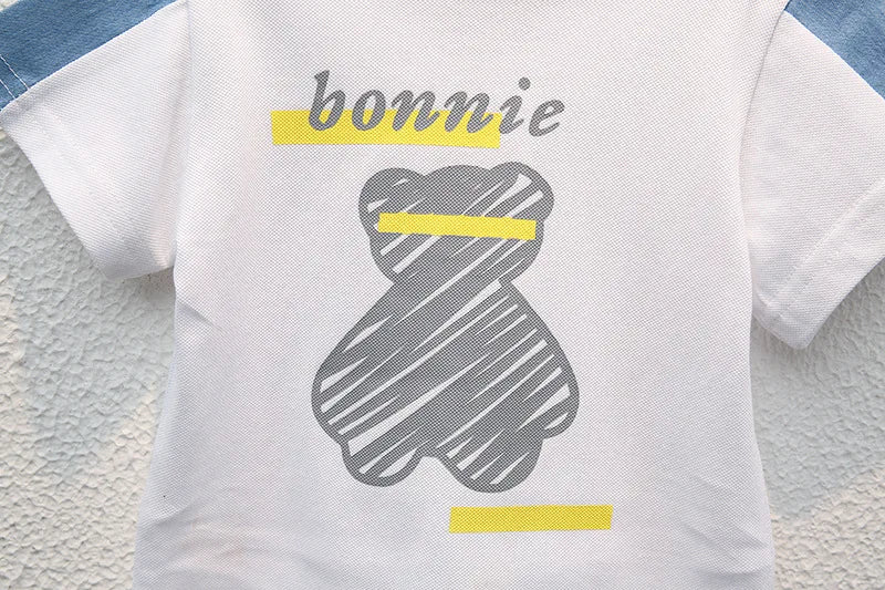 Children Summer Fashion Baby Boys Clothes Cartoon Bear T-shirt Denim Shorts 2pcs/sets Kids Outfits Costume Casual Sports