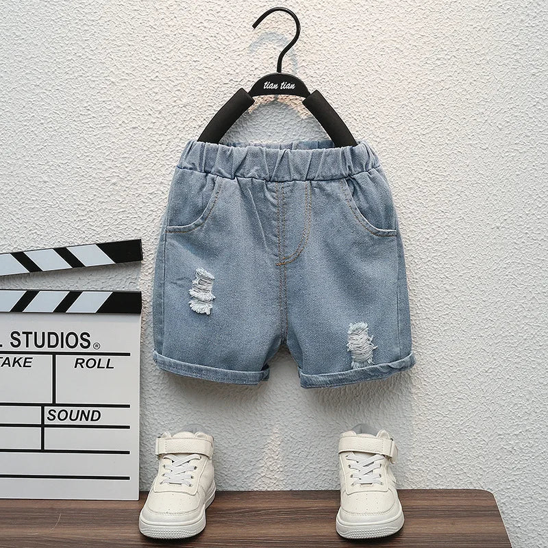 Children Summer Fashion Baby Boys Clothes Cartoon Bear T-shirt Denim Shorts 2pcs/sets Kids Outfits Costume Casual Sports