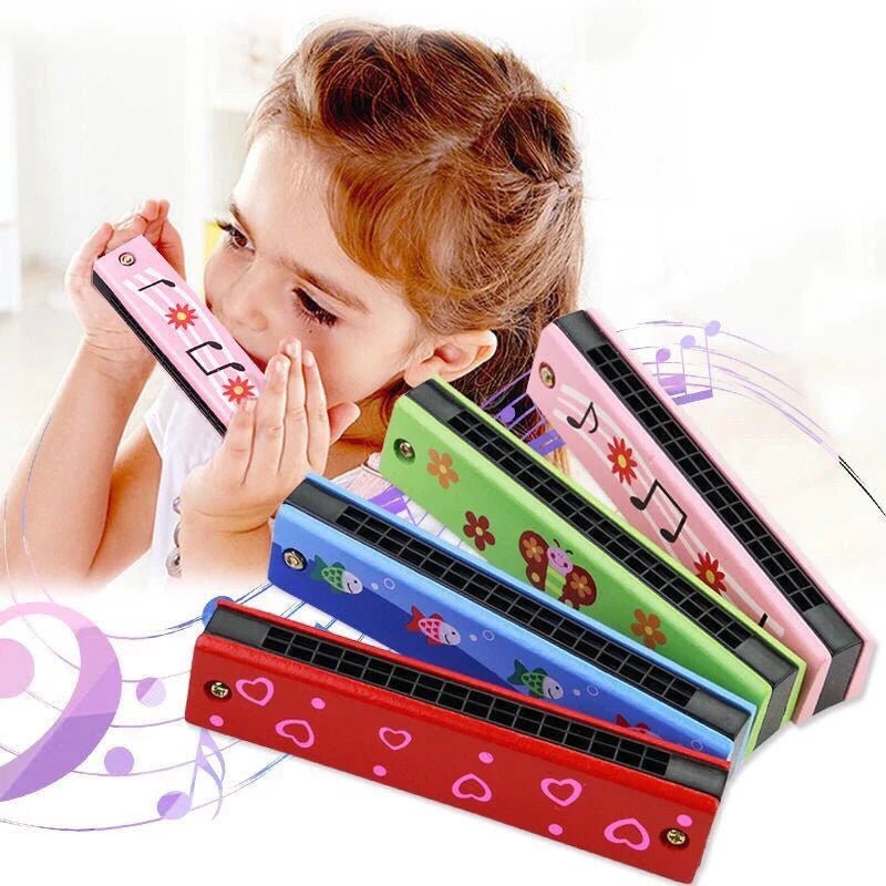 Children Wooden Harmonica Musical Instrument Toys Music Teaching Aids Puzzle Early Education Kindergarten Beginners TMZ (Yellow)) - BaBy's World