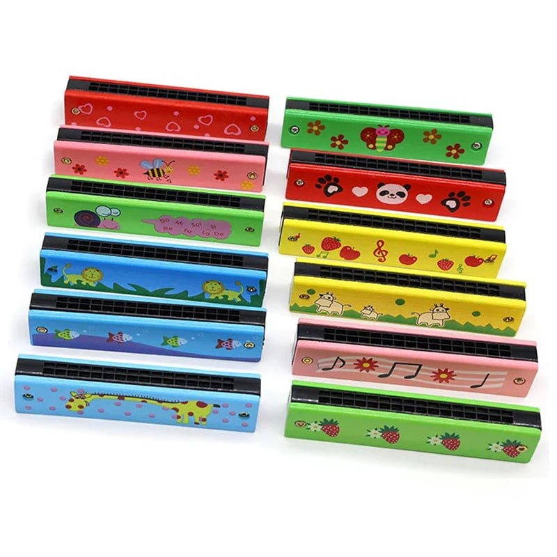 Children Wooden Harmonica Musical Instrument Toys Music Teaching Aids Puzzle Early Education Kindergarten Beginners TMZ (Yellow)) - BaBy's World