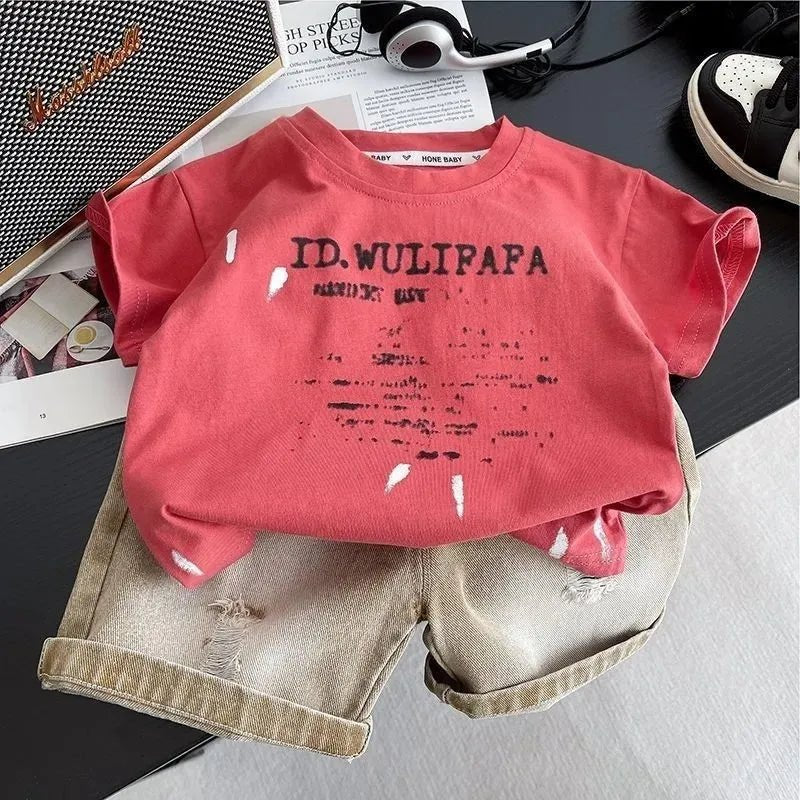 Children Clothes Summer - Children's Clothes Summer Thin Loose Casual Kids Tracksuit Popular Design Baby Boy Short Sleeve