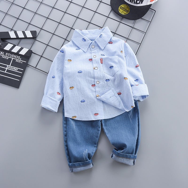 Children Clothing Autumn - Children's Clothing Autumn Korean Style Autumn Clothing Casual Shirt Two-piece Boy Suit - Boys &
