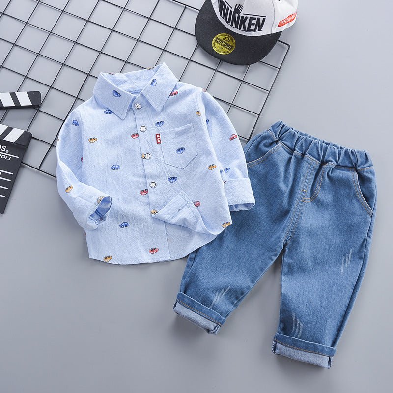 Children Clothing Autumn - Children's Clothing Autumn Korean Style Autumn Clothing Casual Shirt Two-piece Boy Suit - Boys &