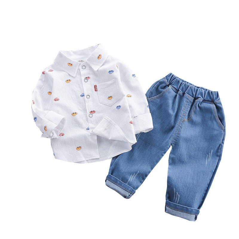 Children Clothing Autumn - Children's Clothing Autumn Korean Style Autumn Clothing Casual Shirt Two-piece Boy Suit - Boys &
