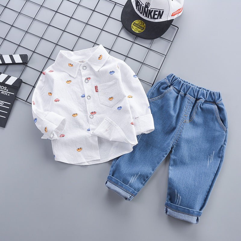 Children Clothing Autumn - Children's Clothing Autumn Korean Style Autumn Clothing Casual Shirt Two-piece Boy Suit - Boys &