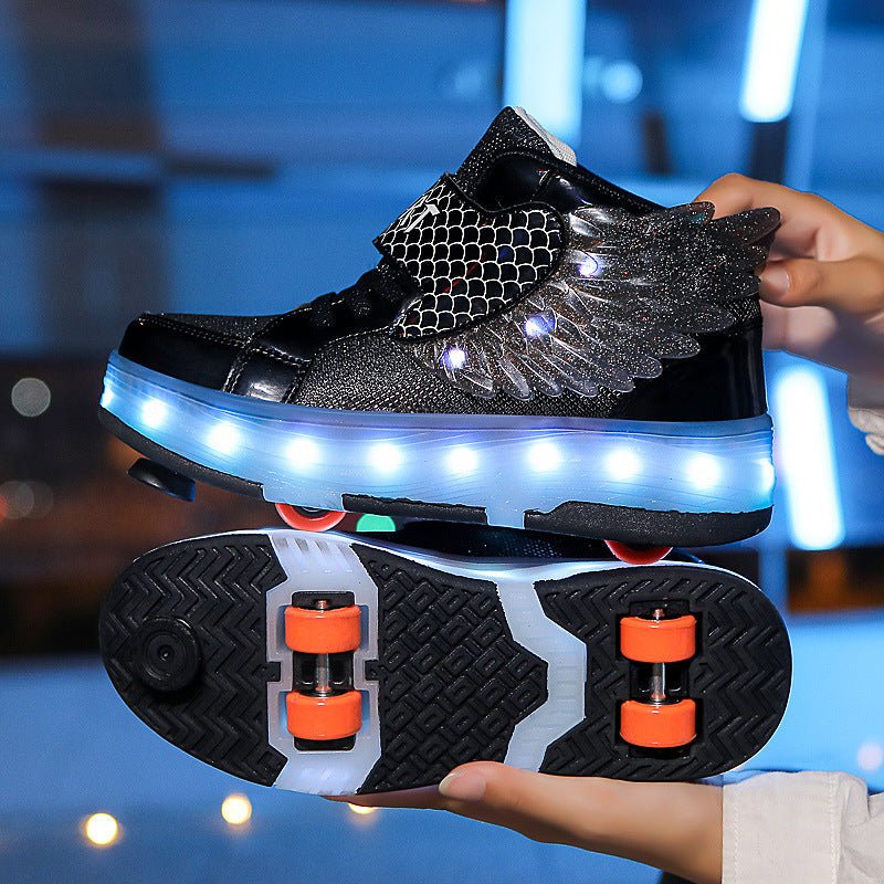 Children's Double-wheel Deformed Wings LED Luminous Rollerskate - BaBy's World
