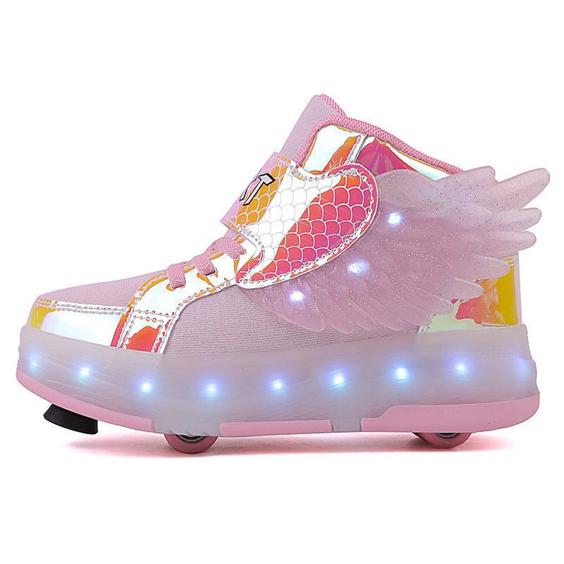 Children's Double-wheel Deformed Wings LED Luminous Rollerskate - BaBy's World