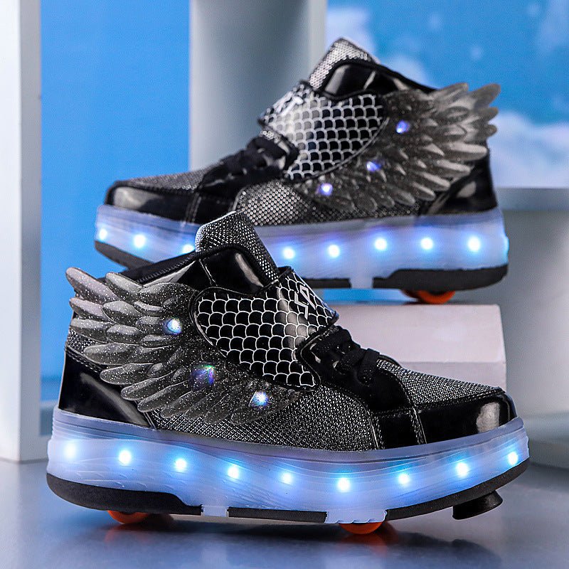 Children's Double-wheel Deformed Wings LED Luminous Rollerskate - BaBy's World
