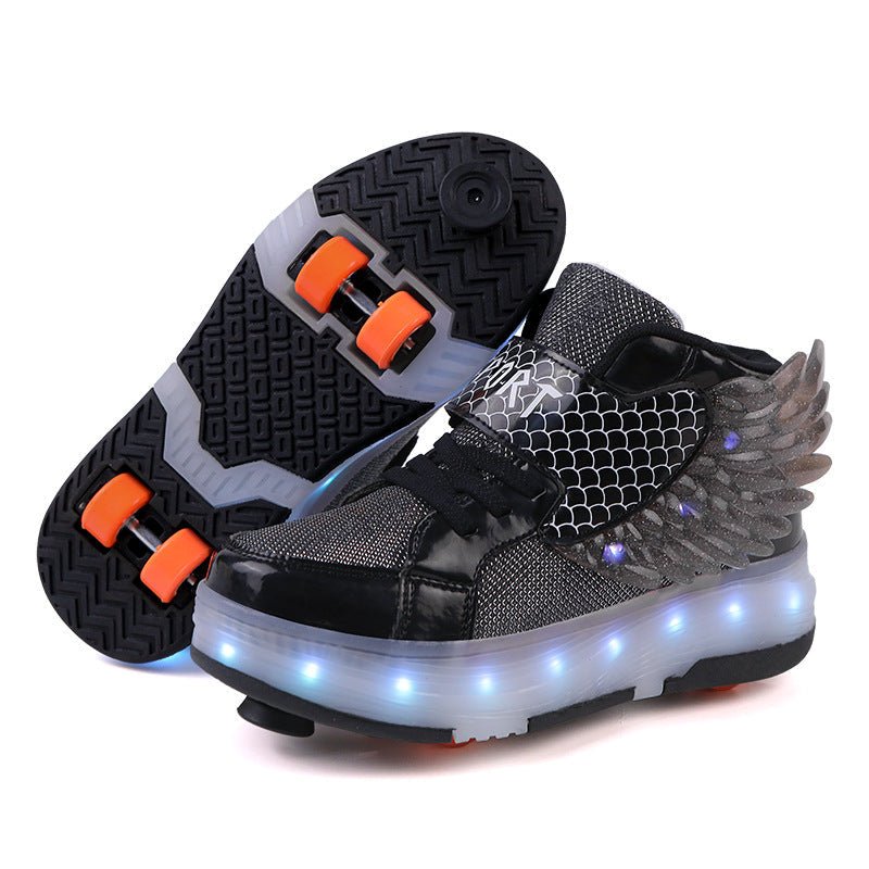 Children's Double-wheel Deformed Wings LED Luminous Rollerskate - BaBy's World