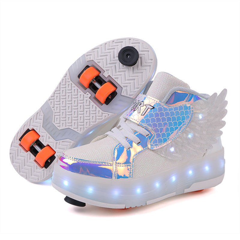 Children's Double-wheel Deformed Wings LED Luminous Rollerskate - BaBy's World