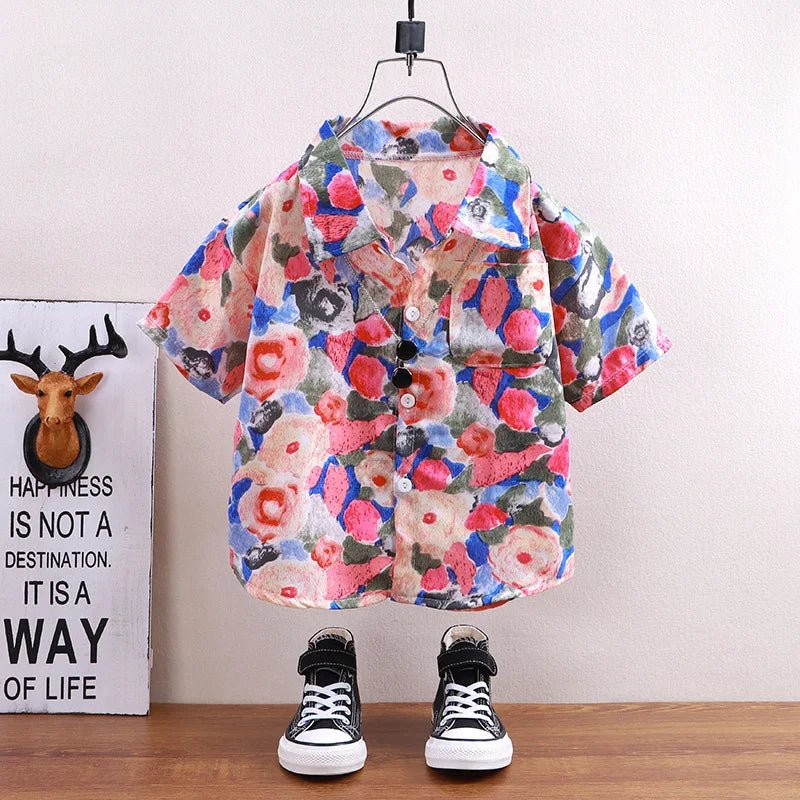 Children Shirts Summer - Children's shirts summer style short sleeved boys' tops baby coats children's clothing Hong Kong