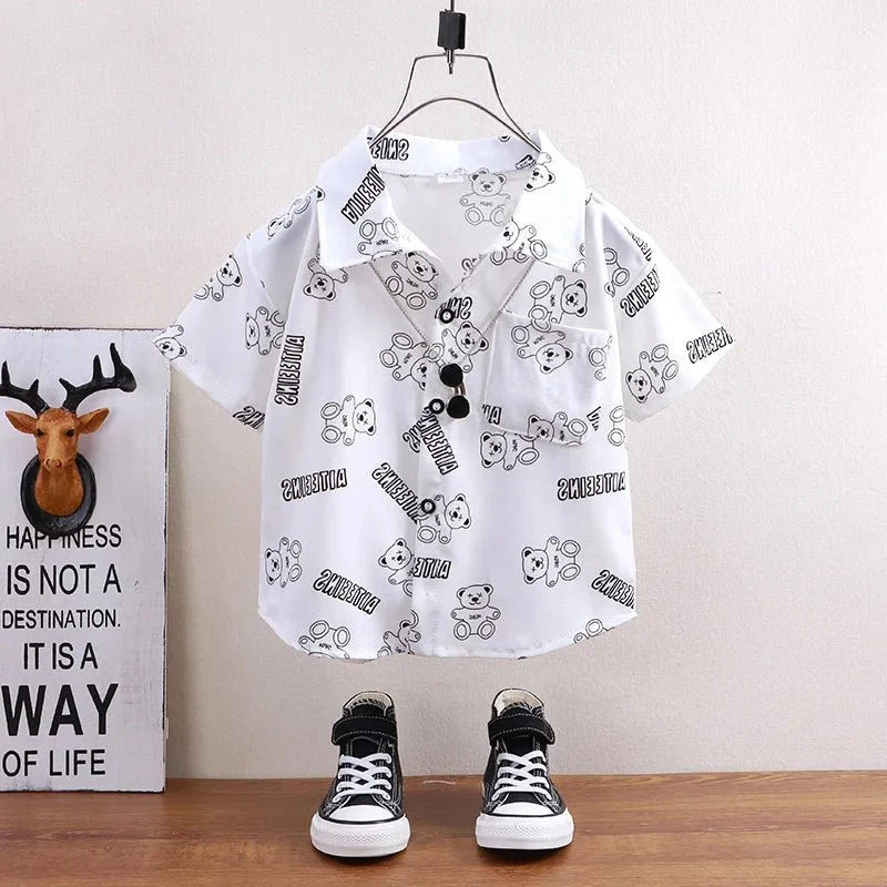 Children Shirts Summer - Children's shirts summer style short sleeved boys' tops baby coats children's clothing Hong Kong