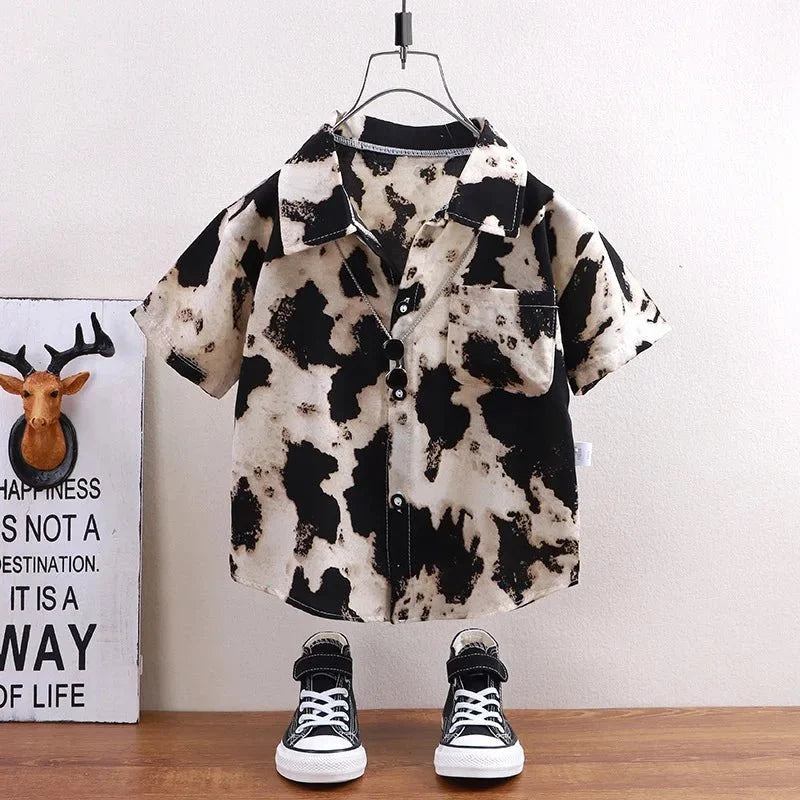 Children Shirts Summer - Children's shirts summer style short sleeved boys' tops baby coats children's clothing Hong Kong