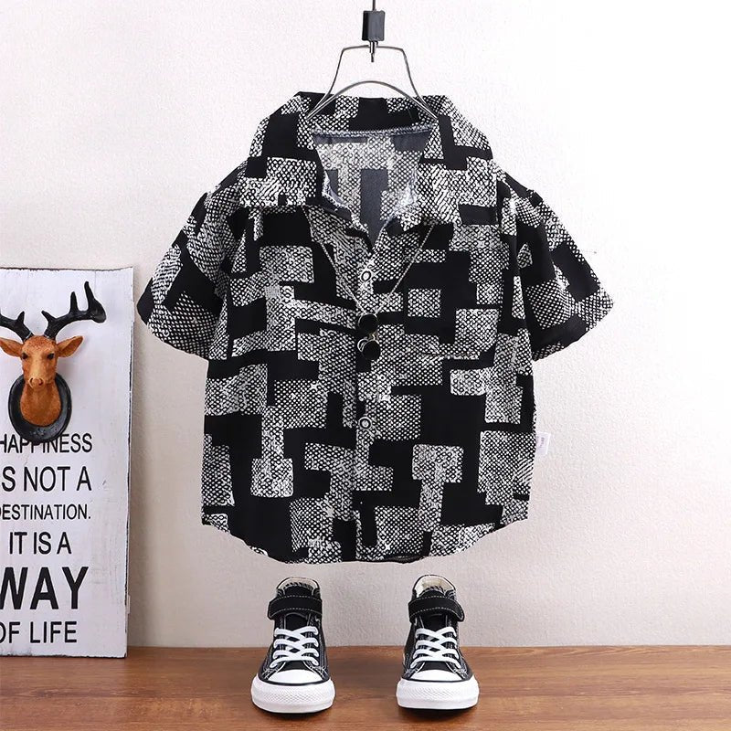 Children Shirts Summer - Children's shirts summer style short sleeved boys' tops baby coats children's clothing Hong Kong