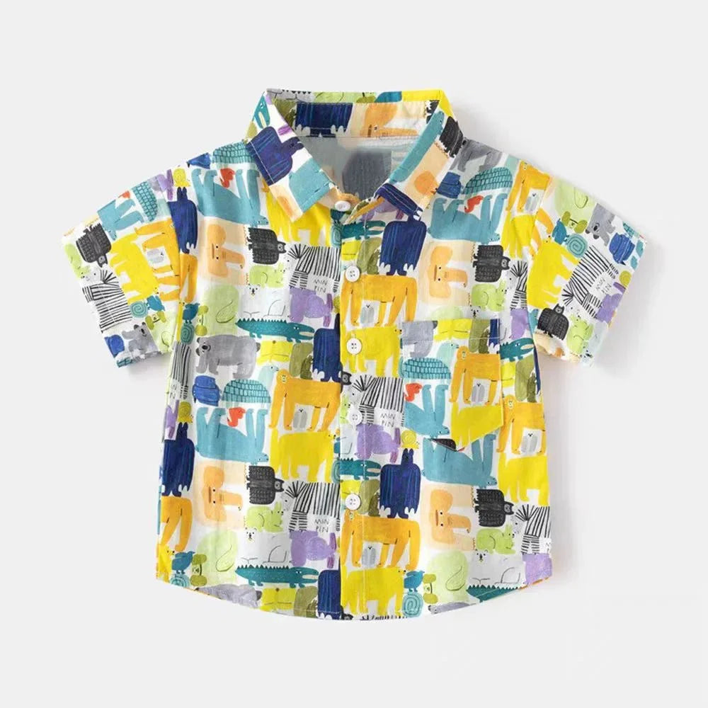 Children Shirts Summer - Children's shirts summer style short sleeved boys' tops baby coats children's clothing Hong Kong
