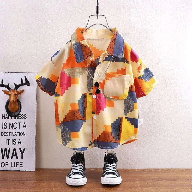 Children Shirts Summer - Children's shirts summer style short sleeved boys' tops baby coats children's clothing Hong Kong