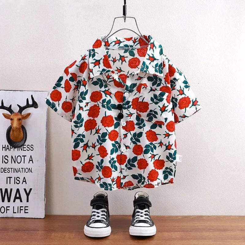 Children Shirts Summer - Children's shirts summer style short sleeved boys' tops baby coats children's clothing Hong Kong